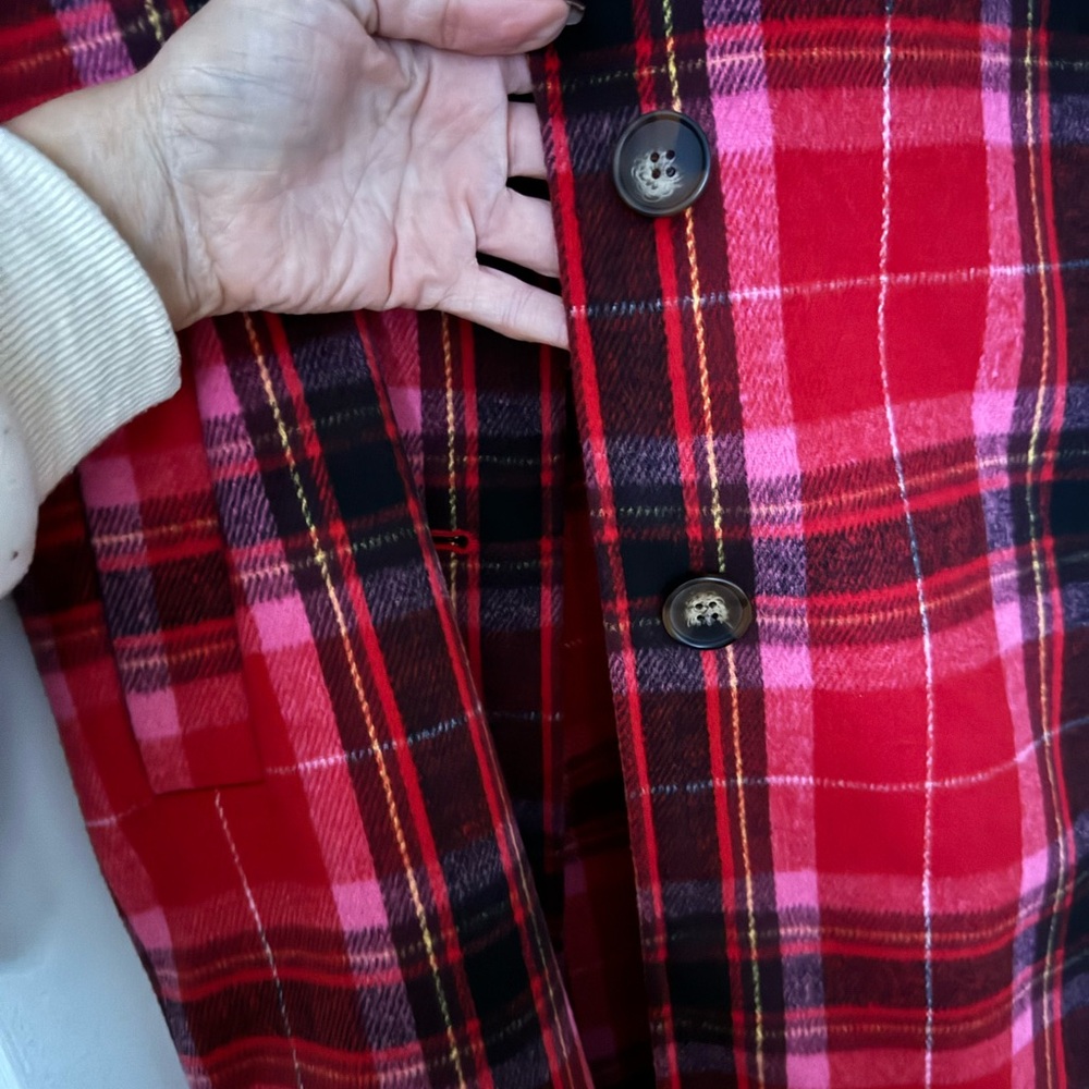 Plaid Red Women's Coat - Picture 2 of 5